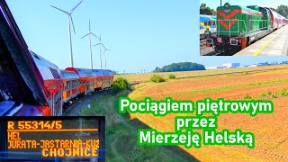 Przejazd pociągiem piętrowym POLREGIO z SM42-523 przez Mierzeję Helską w relacji Hel - Gdynia Główna