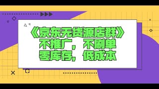 《京东无货源店群》不推广，不刷单，零库存，低成本