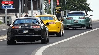 Toyota Supra's Accelerating at European Supra Meet 2019 - 1000HP+, Anti lag, Powerslides,...