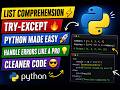 List Comprehension & Exception Handling (try-except) in Python | Complete Beginner Tutorial 🚀
