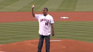 CHC@LAA: Anderson tosses out ceremonial first pitch