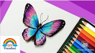 How to draw a Butterfly | Easy butterfly Drawing | Alphabet B