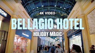 [4K] Las Vegas Bellagio Hotel Holiday Magic:Festive Decorations, Gourmet Buffet, and Luxury Shopping