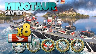 Cruiser Minotaur: 8 ships destroyed - World of Warships