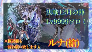 【白猫プロジェクト】ルナ(槍)決戦⚔️上等❗️十二月の陣Lv9999ソロ✨(※BGMを添えて再掲載💦)