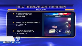 Three people arrested by Redding Police after traffic stop results in the discovery of handgun,