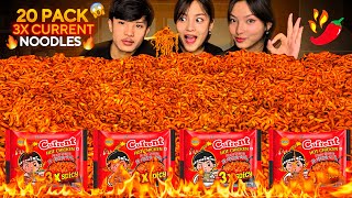 20 PACKS OF 3X SPICY NOODLES CHALLENGE🥵🔥| EATING WHOLE BOX 3X NOODLES😱| INSANE FOOD CHALLENGE |