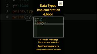 boolean Data Type in Python.Fundamental datatype #pythonbeginners #code_implementation #shorts