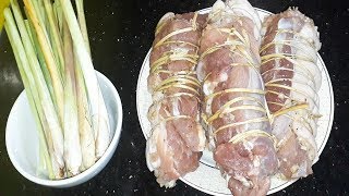 Cách bó thịt chân giò - Chân giò bó xả -  luộc thịt chân giò thơm ngon!