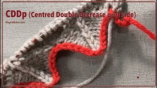 CDDp Purl Side: Creating the Centred Double Decrease on the Purl Side.