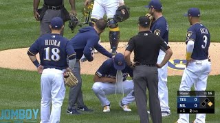 Adrian Houser makes an error then pukes on the mound, a breakdown