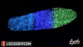 Lucid GLOW in the Dark Spray Grip Demo and Explanation - Green Glow Purple Glow and Blue Glow Grip