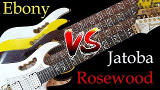 ROSEWOOD vs JATOBA vs EBONY fretboard VISUAL comparison ONLY - Ibanez Jems