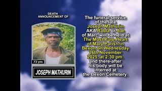 Joseph Mathurin ~ Short Obituary