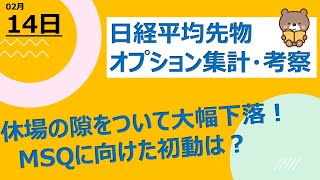 【海外ファンド取引手口　集計・考察】　2月14日　日経平均は休場の隙をついて大幅下落！MSQに向けた初動は？