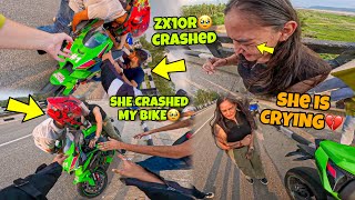 Zx10r Crashed🥹 She is Crying😭 | She tried to Ride my Zx10r for First Time✅   Ducati Bike