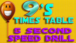 5 Second Multiplication Speed Drill | 9's Times Table Flashcards Practice Games