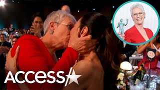 Jamie Lee Curtis KISSES Michelle Yeoh To Celebrate SAG Awards Win
