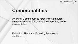 Commonalities Meaning