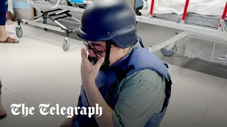 Moment BBC reporter falls to his knees and weeps while reporting inside Gaza hospital