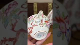 Antique French Art Pottery teacups by the company Sarreguemines, dated approx. 1895-1897