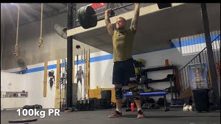 100kg power clean \u0026 push press x2 RAW!