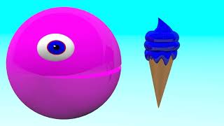 Learn Colors With Pacman eating 3D Ice Cream Cups For Kids , Toddlers , Babies