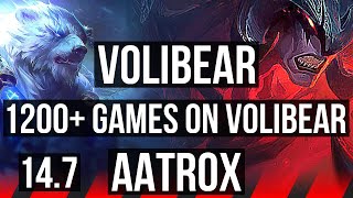 VOLIBEAR vs AATROX (TOP) | 1200+ games, 6 solo kills, 9/2/4 | EUW Master | 14.7