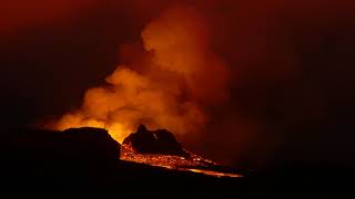 Iceland, Geldingadalir Volcano Night Eruption 4K video