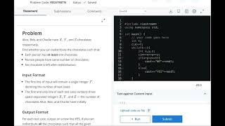 Redistributing Chocolates || starters 76 #codechef #solution || 1st fab 2023