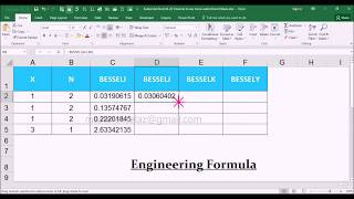 BESSELI vs BESSELJ vs BESSELK vs BESSELY Engineering Function with Example Excel 2016