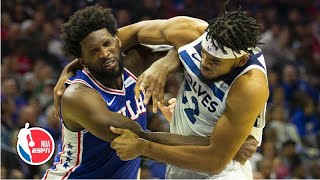 Joel Embiid and Karl-Anthony Towns fight, get ejected in Timberwolves vs. 76ers