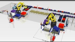 自動化設備  先構技研-數位工廠－自動化製程（物料疊棧）