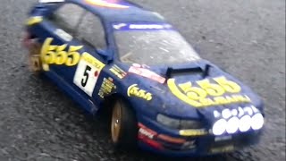 Subaru Impreza 555 in Action - Vintage video look (Tamiya XV-01 / TB-01)