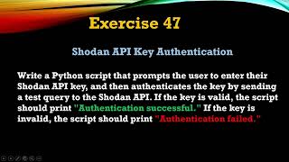 #47 Exercise - Python Shodan API Authentication Tutorial: Verify Your API Key with a Test Query