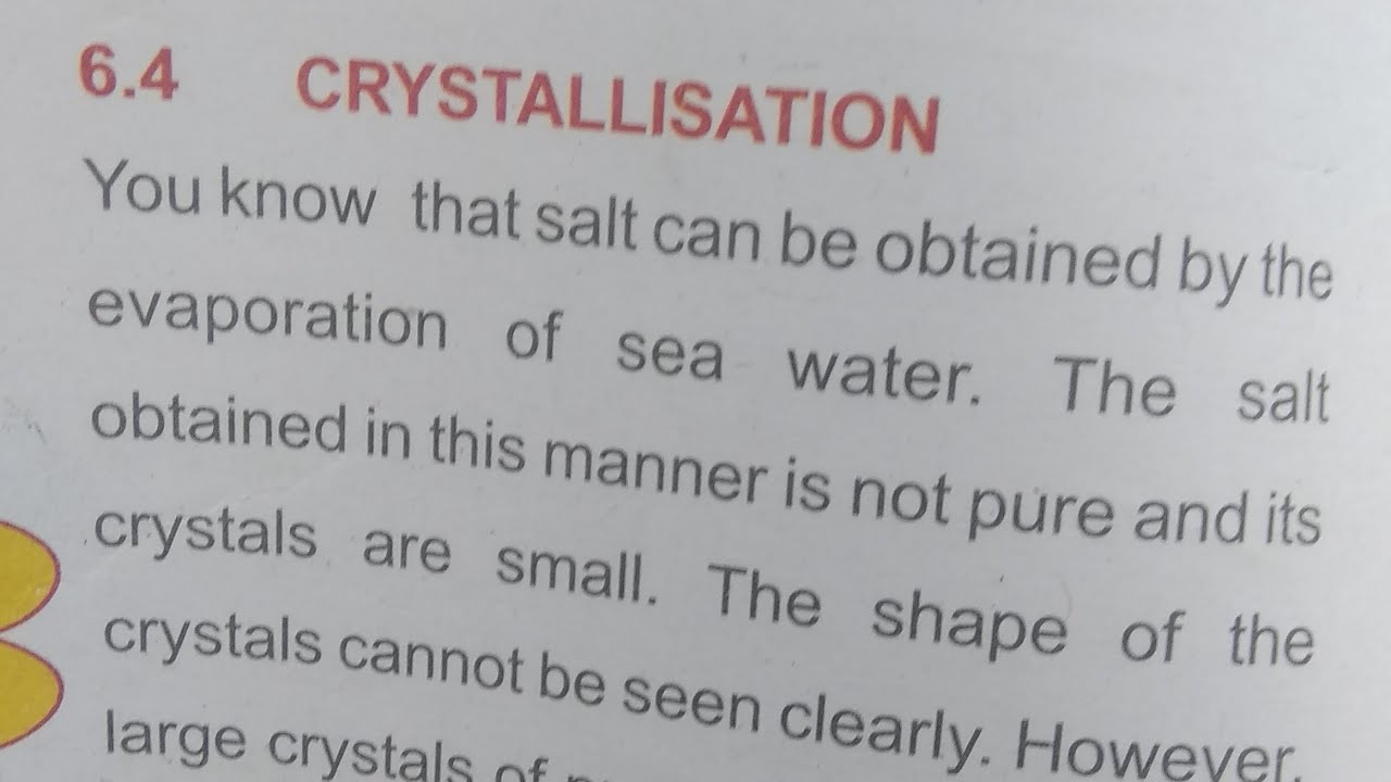 Class 7th Sub Science Topic Crystallization Youtube