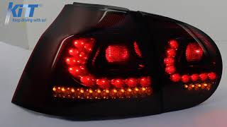 LED Taillights for VW Golf 5 V (2004-2009) Red/Smoke with Dynamic Sequential Turning Light By KiTT