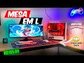 MESA BONITA E BARATA PARA ESCRITÓRIO E SETUP GAMER - MESA EM L INDUSTRIAL #unboxing