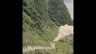 Blasting on mountains #shortvideo #viral #pakistan #dangerous #india #blast #mountains