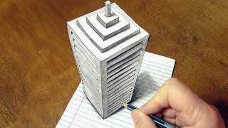 How To Draw A 3d Skyscraper On Line Paper