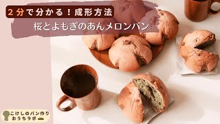 【2分で分かる！成形方法】桜とよもぎのあんメロンパン