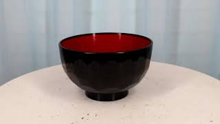 Ebros Made In Japan Black Red Lacquer Copolymer Plastic Rice Bowl Beehive Pattern