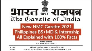 NMC New Gazette 2021 Explained with 100%  Facts Philippines BS MD Pre Medicine Duration Internship