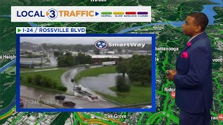 Flooded streets across Chattanooga after heavy rains