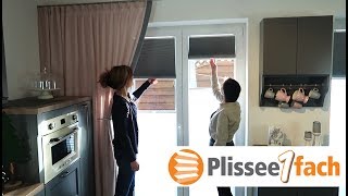 Plissee Montage einer Tag und Nacht-Anlage blickdicht und abdunkelnd mit Klebeleisten