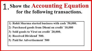#1 Accounting Equation Numerical || Accounting transactions Accounting Equation || लेखांकन समीकरण