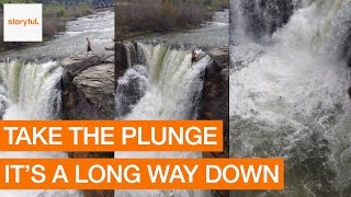 Insane Jump from Alberta's Lundbreck Falls Caught on Camera (Storyful, Crazy)