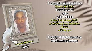 Death Bulletin Thomas Williams