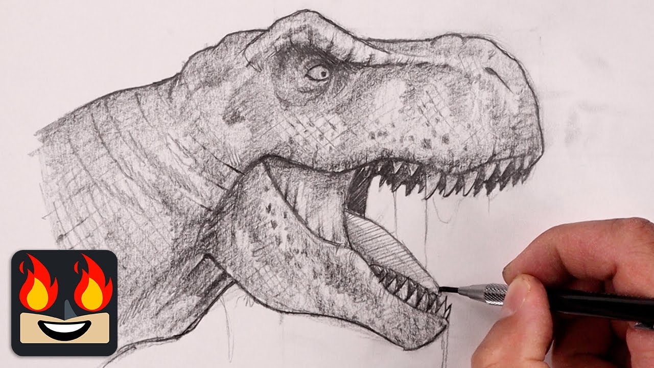 How To Draw T Rex Step By Step Sketch Tutorial Youtube