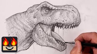 How To Draw T-Rex | Step By Step Sketch Tutorial